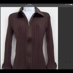 CAbi Size Large brown Style 753 silk blend zipped